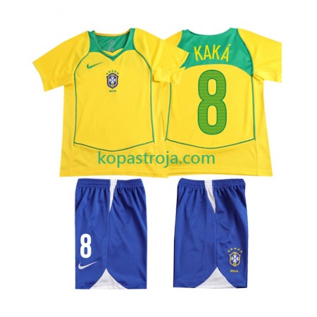 Billiga Fotbollströjor Brasilien KAKA 8 2004 Retro Barn Hemma tröja Kortärmad